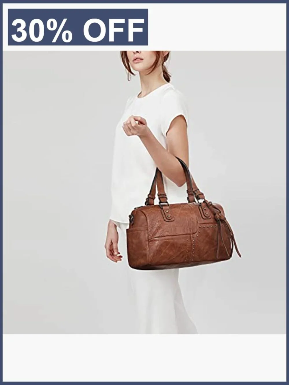 Vegan Leather Barrel Satchel Large Hobo Tote with Tassels Work Shoulder Bag